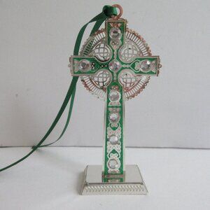 Newbridge Silverware Celtic Cross Ornament Silver Plated w/ Enamel & Rhinestones